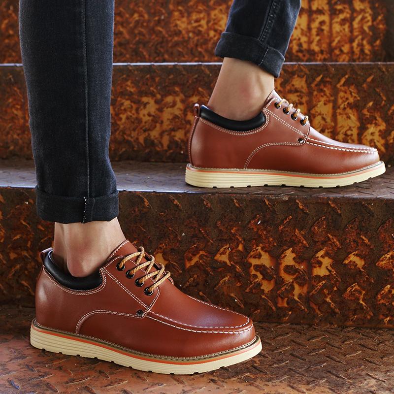 FashionFashion Male Classic Boat Shoes Internal elevation Leather Mens Outdoor Shoes Men lace up oxfords Dress Lace-Up Simple Men shoes