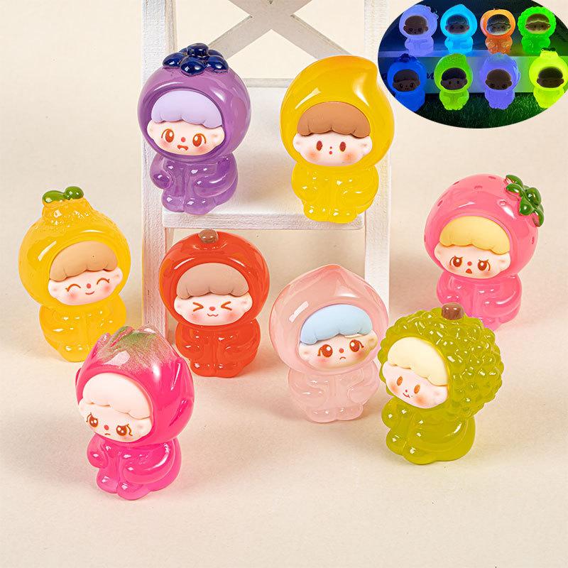 Cute Fruit Cartoon Noctilucous Fruit Doll Blind Bag Surprise Dolls Mini Figurine Micro Landscape Home Desktop Car Decoration