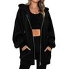 Women's Zip Up Hooded Hoodie Long Sleeve Loose Fit Casual Pullover Sweatshirt Top