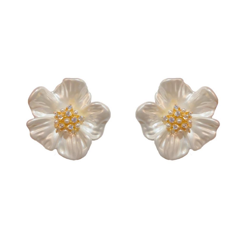 Camellia Shape Flower Earrings Creative Women's Elegant Earrings  Jewelry Accessories