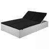 VidaXL Chaise Longue with Cushion Wicker Resin Black