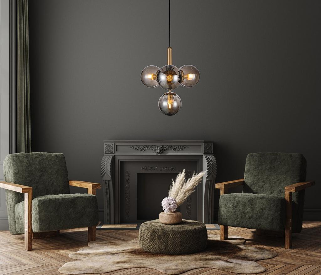 Lampa Wisząca RAVENA PND-2324-4B BRO+SG Italux