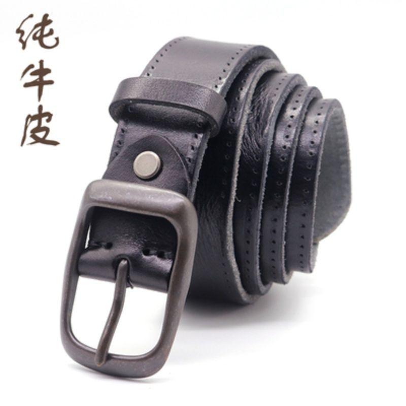Belt Men'S Trendy First-Layer Cowhide Pin Buckle Belt Simple Casual Leather Belt Retro Women'S Belt Men'S Belt