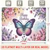 2D Elegant Butterfly Floral Happy Birthday Backdrop Watercolor Party Background