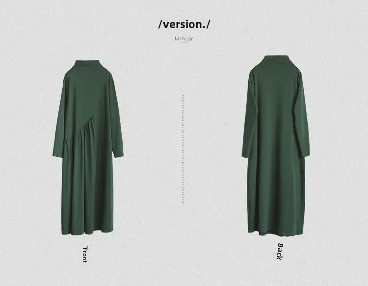 2021 Women's Retro Spring Dresses: Loose Mid-Length, Half-High Collar, Age-Reducing, Stylish & Slim Fit