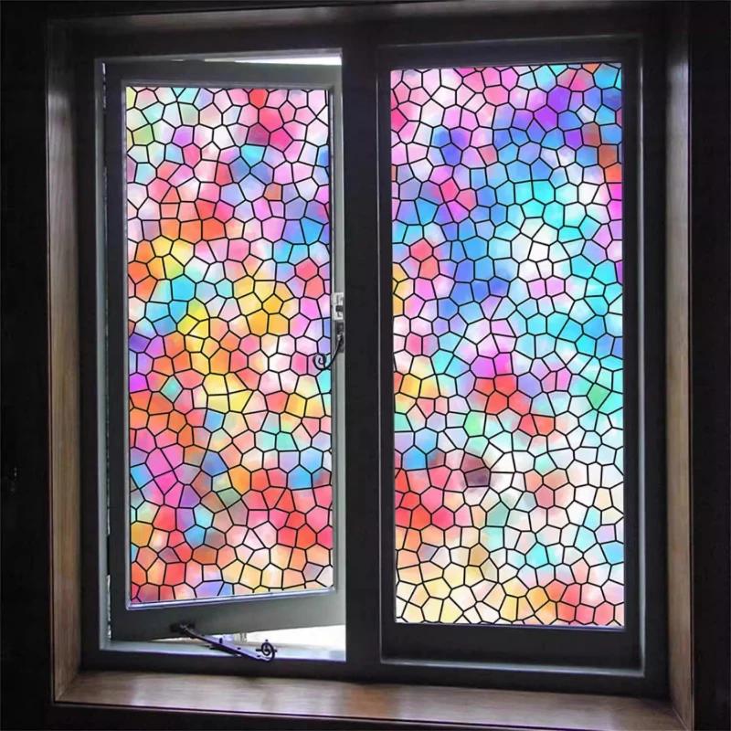 Retro Electrostatic Frosting Adhesive Free Art Painting Privacy Protection Window Film Stained Glass European Style Glass Film