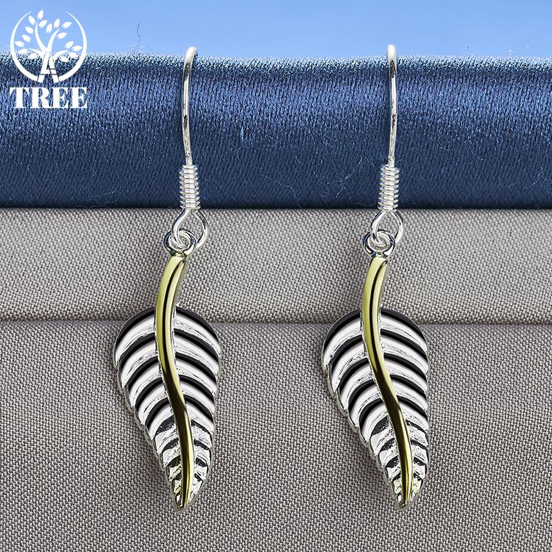 Bijuterii cercei cu pene din argint 925