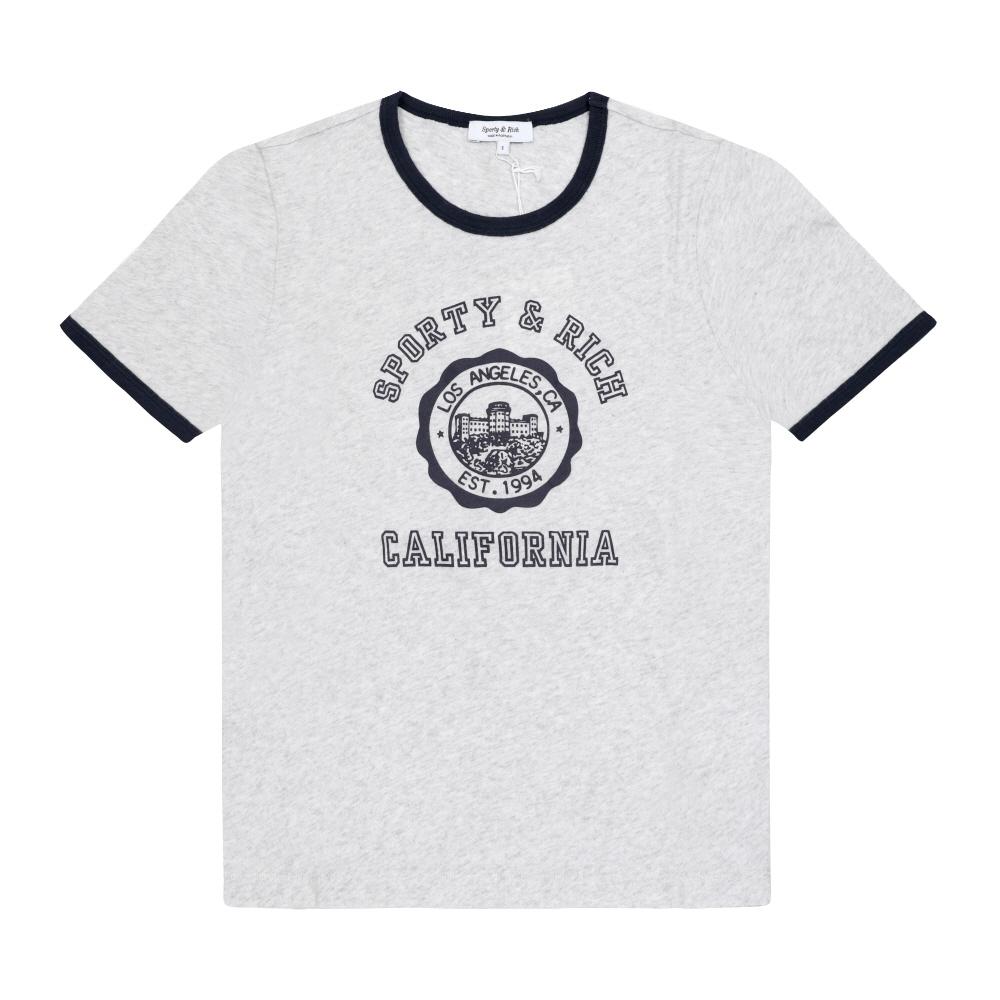 

Sporty Rich Ringer Tee California Emblem Heather Gray Dark Navy To088625508gy18 TO088625508GY18 HEATHER GRAY/DARK NAVY (L)