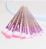 10 Piece Crystal Sequin Makeup Brush Set Soft Synthetic Hair Transparent Plastic Handle Professional Cosmetic Brush for Makeup