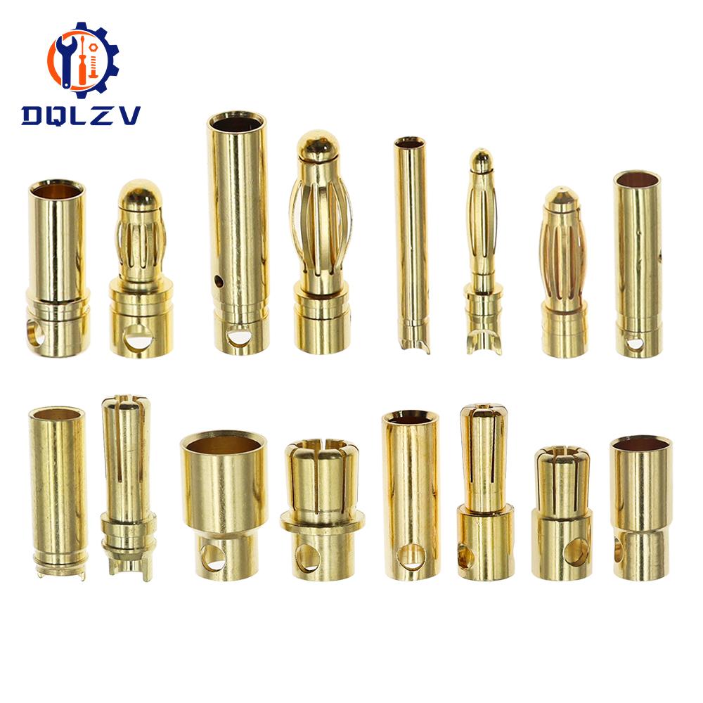 2.0mm 3.0mm 3.5mm 4.0mm 5.5mm 6.0mm 8.0MM Gold Bullet Banana Connector Plug for ESC Lipo RC Battery Plugs