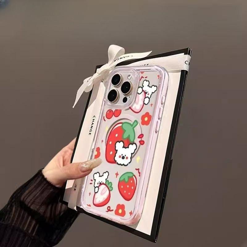 Cute strawberry puppy colorful magnetic suction for Apple 16/15iphone13XR/MAX Huawei mobile phone case