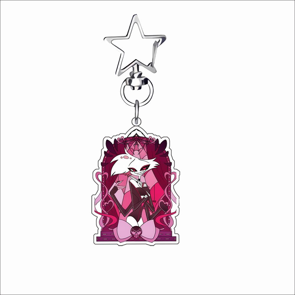 

Anime Acrylic Key Chain for Angel Dust Charlie Alastor Lucifer Husk Adam The Exorcist Self-Made Acrylic Key Buckle Bag Pendant
