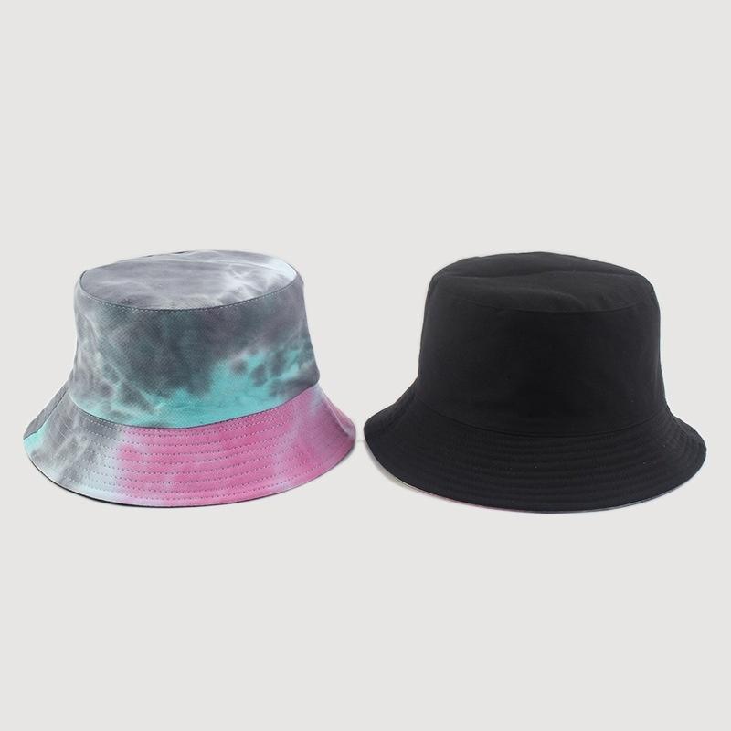Fashion Summer Double-sided Hat Colorful Graffiti Fisherman Caps Dyeing Bucket Hats  Sunhats Girls LS