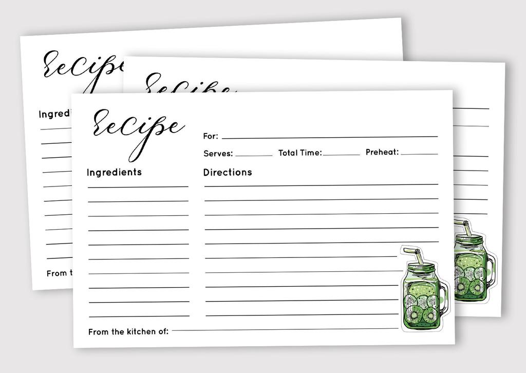 Inkdotpot Recipe Card 6x4 inch Single-Sided Recipe Design Cards Mocktail Recipe Cards Wedding-Bridal Shower-Baby Shower- Pack of