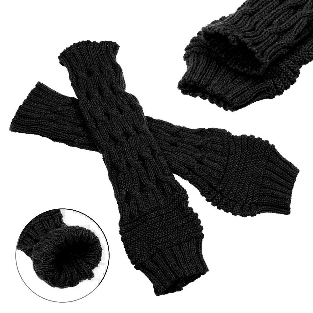 A Pair Girl Arm Warmer Gloves Party Decoration Long Knitted Winter Gloves Various Styles Thermo Half-finger Arm