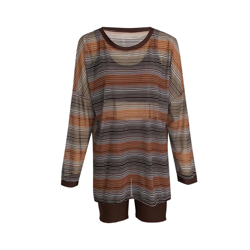 

Plus Size Women s Three-Piece Swimsuit Set - High-End Split Design, Loose Slimming Fit for Micro-Fat Students 5XL коричневий