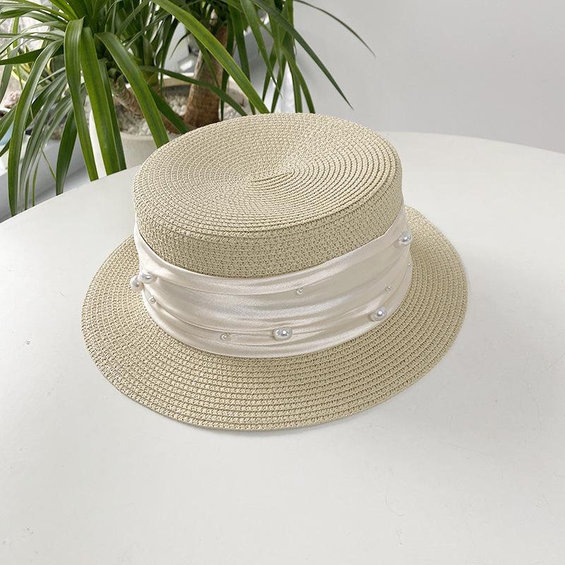 

Стиль Шляпа Универсальная Соломенная Плетеная Милая Жемчужная Женская Солнцезащитная Шляпа-Канотье бежевый