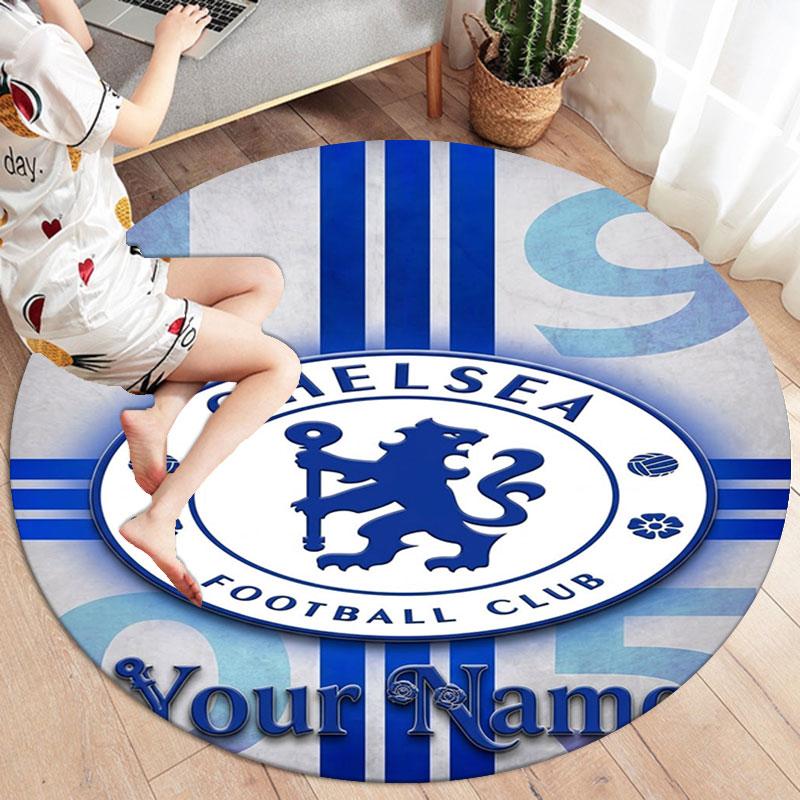 Chelsea F Custom Name Round Area Rug,Carpet Rug for Living Room Bedroom Sofa Playroom Decor,Non-slip Floor Mat
