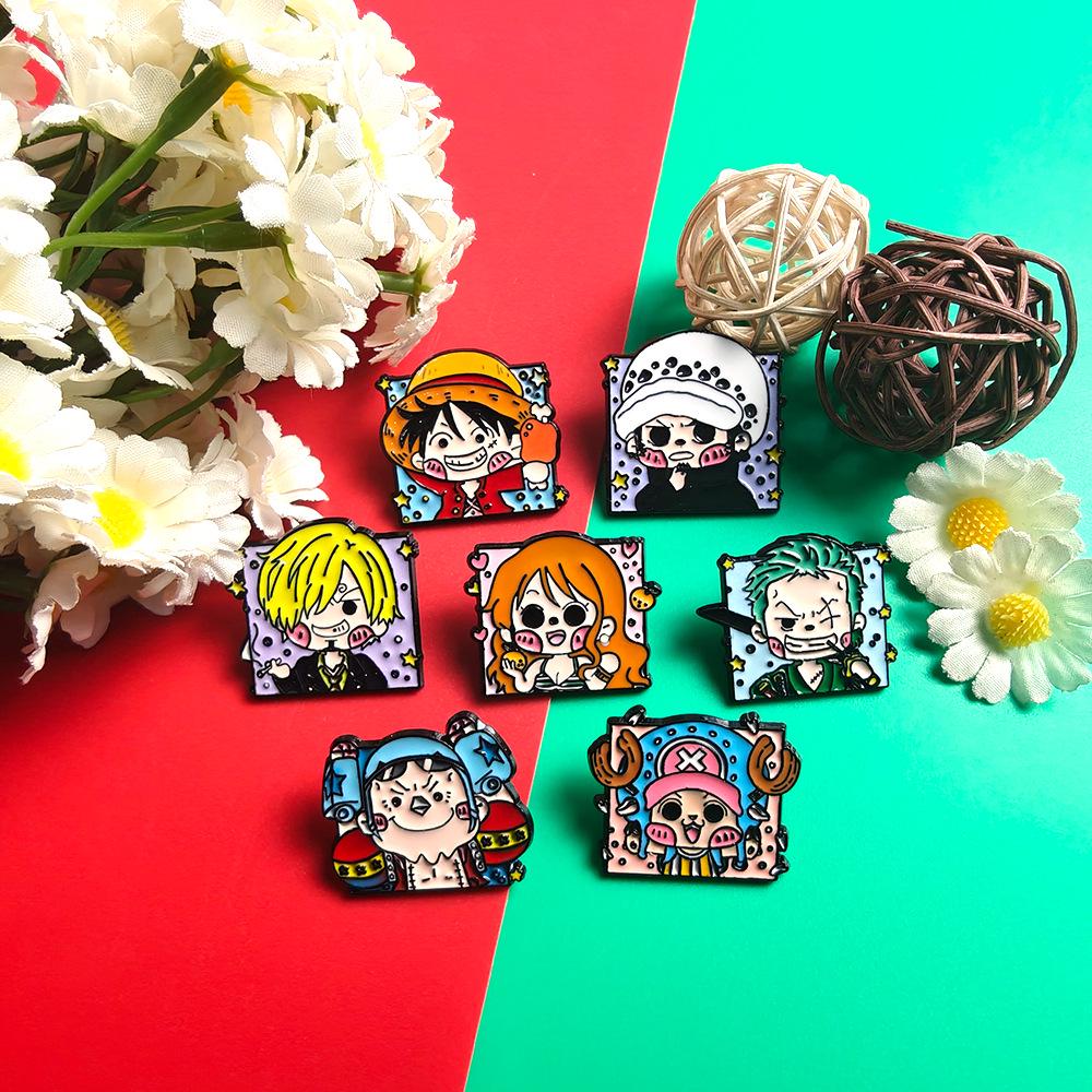 One Piece Anime Metal Brooch: Cute Zoro & Luffy Alloy Badge Pin