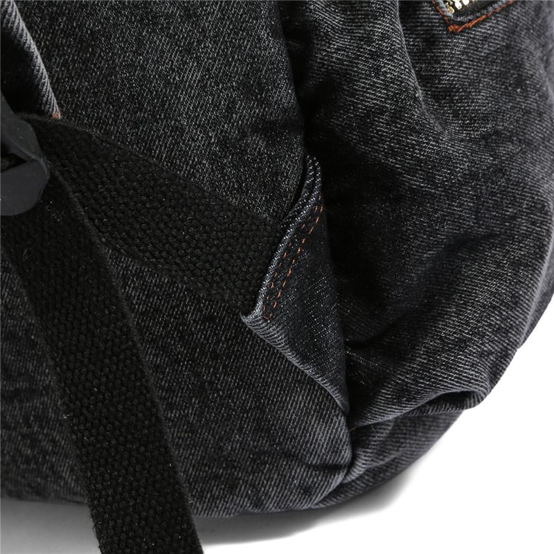 Denim Backpack Women's Fashionable Casual School Bag Trendy Rucksack with Drawstring Pockets