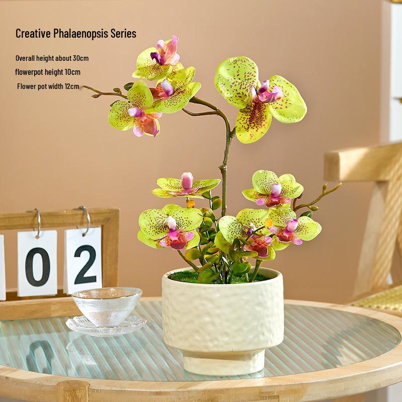 Artificial Phalaenopsis Flower Set: Indoor TV Cabinet Decor