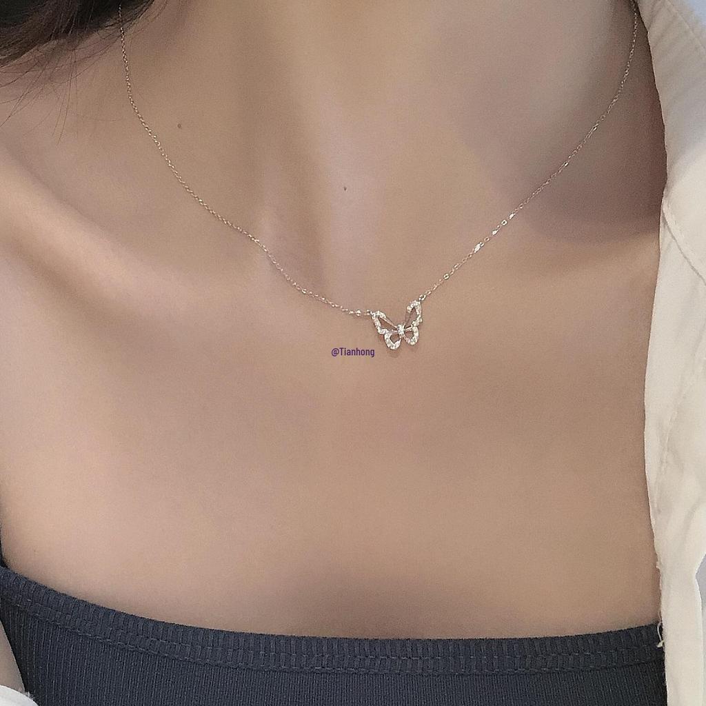 2025 Luxury 925 Silver Butterfly Necklace: Niche Design Clavicle Chain Pendant for Women