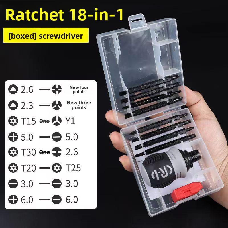 Manual Ratchet Screwdriver Cross One-word Screwdriver Batch Multifunctional Screwdriver with Magnetic Plum Blossom Screwdriver