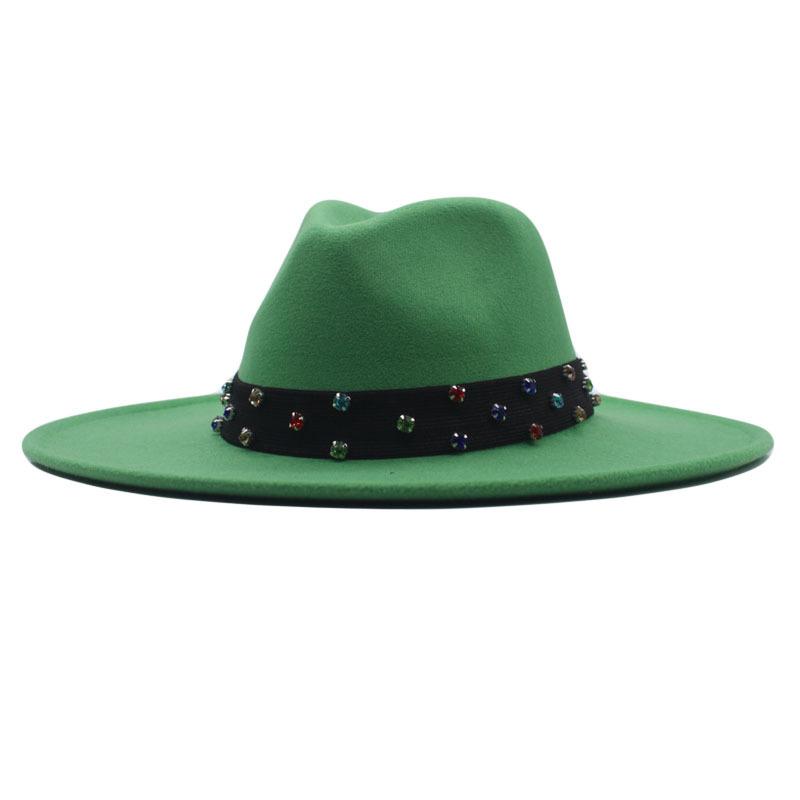 European and American New Felt Jazz Hat British Gentleman Woolen Colorful Diamond Ribbon Top Hat