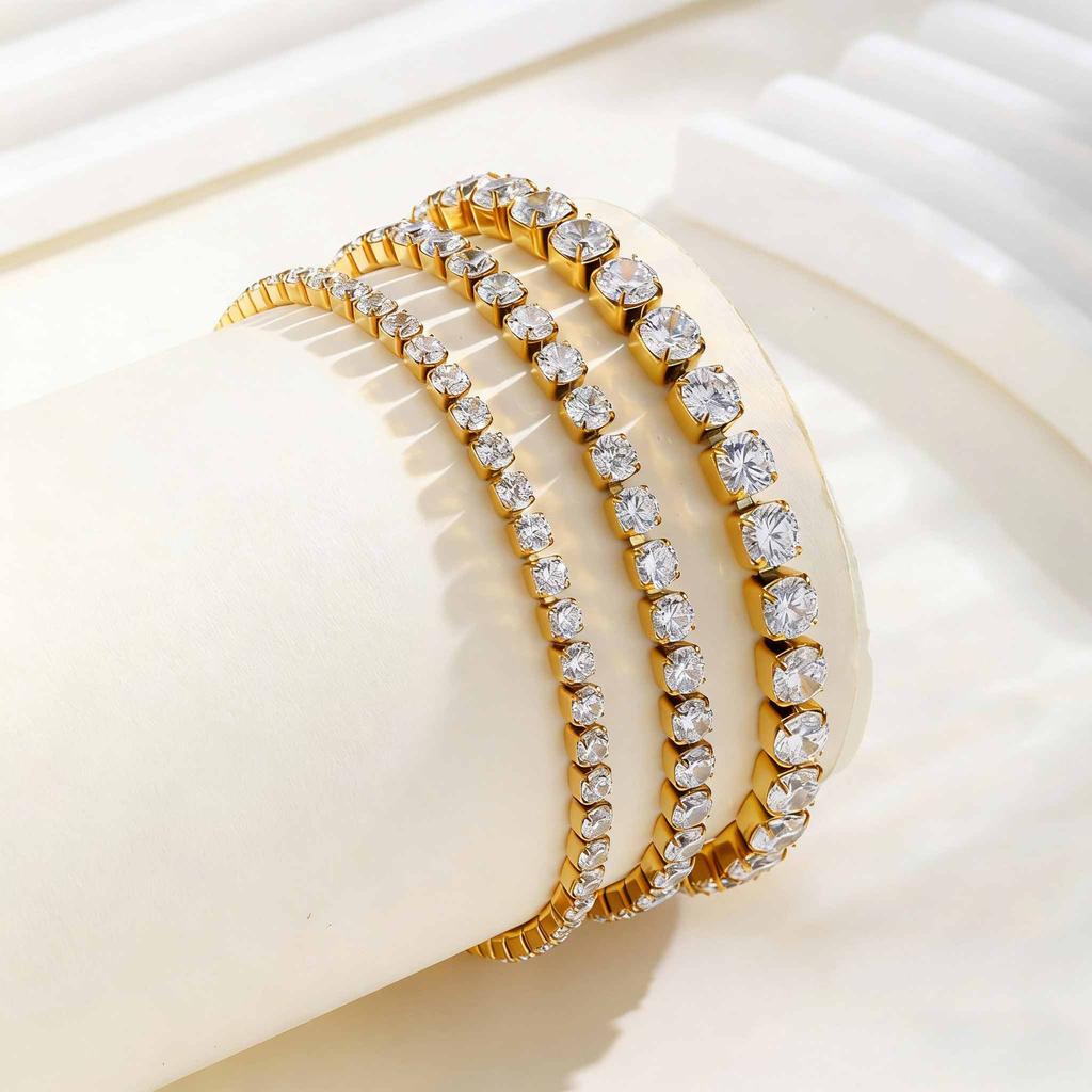 2/4/5MM Luxury Zircon Tennis Chain Bracelet for Women Stainless Steel Zircon Chain Bracelets Dainty Charm Jewelry Gift