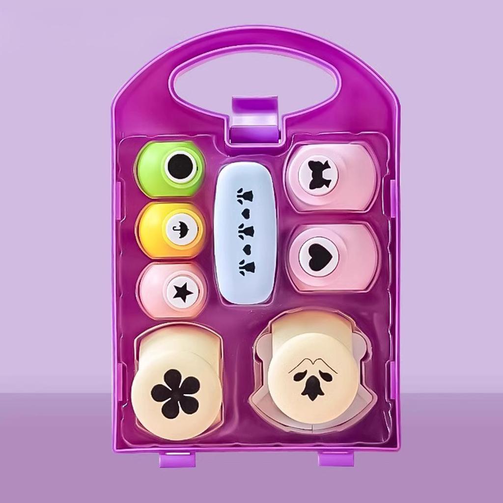 Kids DIY Craft Tool Set Large Hole Puncher And Scissors With Storage Box For School And Home Activities