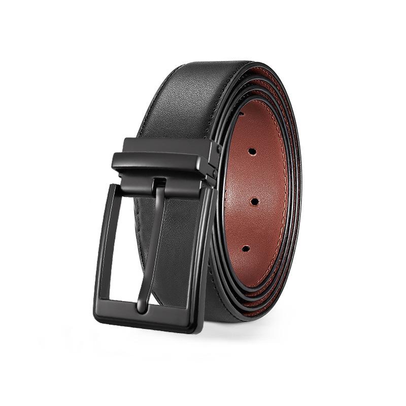 eather in uckle Belt en's ift Box owhide Men's Business Casual Jeans ouble-sided imple Belt