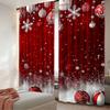 2Pcs Christmas Curtain Traditional Celebration Theme Pendant Baubles Ornate Snowflakes For Living Room Dining Room Bedroom