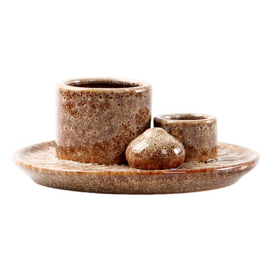 Yousheng Palo Santo Holder 4-in-1 Ceramic Incense Holder Candle Holder with Ash Catcher Lotus Tray Incense Burner for Sticks Salvia Burning Meditation