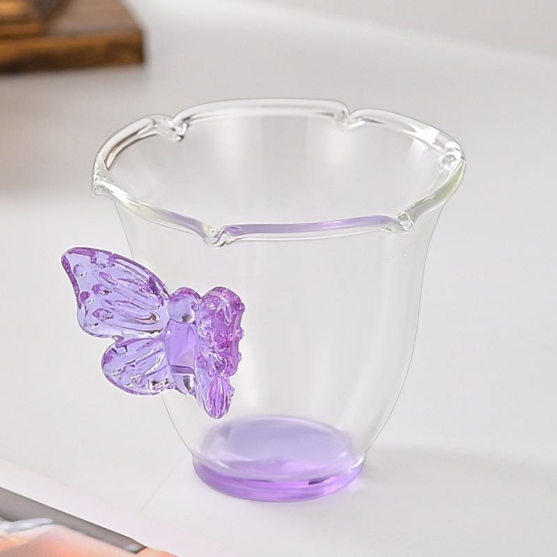 2pcs 80ml Glass Cups Butterfly Design Clear Heat-resistant High Borosilicate Glass Creative Tea Cups Wine Cups Coffee Mug Drinkware