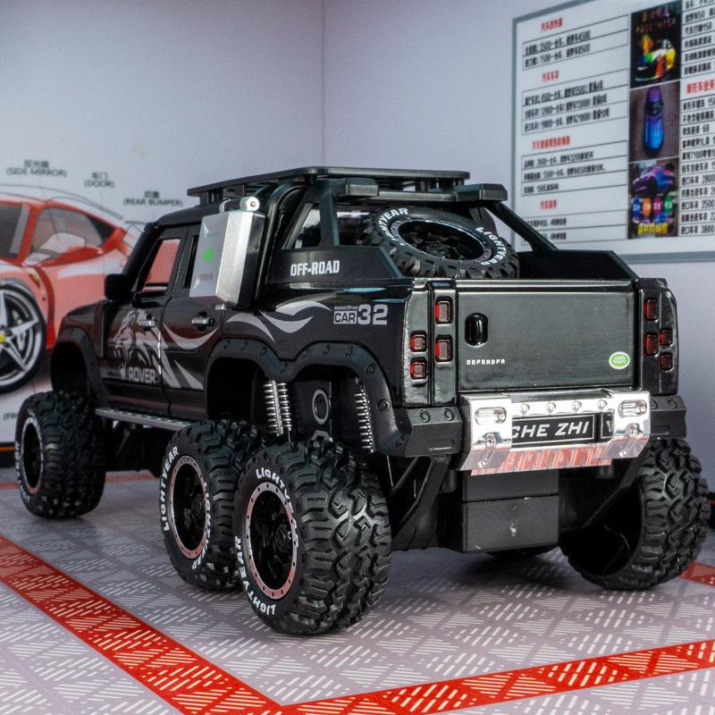 1/24 Land Range Rover Defender Alloy Pickup Car Model Diecasts Metal Off-road Vehicles Car Model Sound Light Childrens Toys Gift