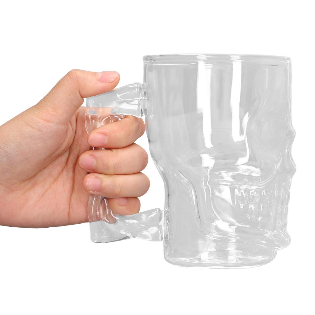 Boccale da Birra 500ml Vetro Borosilicato Alto Tazza da Birra Teschio KTV Bar Tazza da Whisky per Feste Domestiche