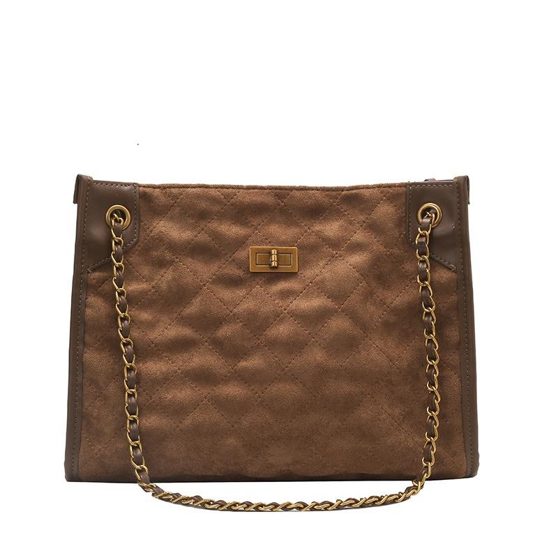 Fashion New Autumn and Winter Diamond Commuter Retro Tote Bag Chain Large Capacity Shoulder Women's Bag Messenger Bag