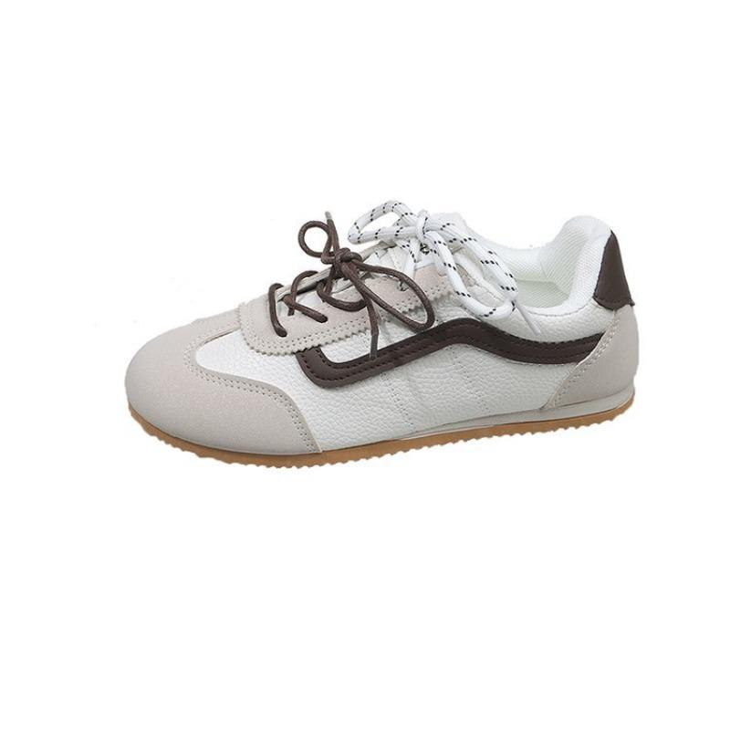 

Ретро кроссовки на плоской подошве в стиле колледжа, новые двухцветные шнурки, желтые студенческие кроссовки для бега 40 бежевый