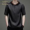 Jinju Men's Chinese Style Cracked Texture Mulberry Silk T-Shirt