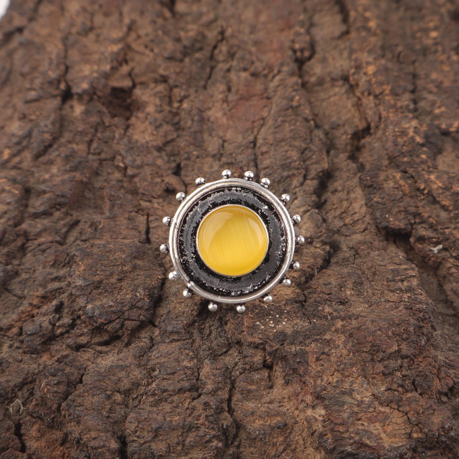 

Натуральный желтый кошачий глаз серебро 925 пробы эффектное кольцо подарок лучшему другу этническое бохо RR-49-41 15