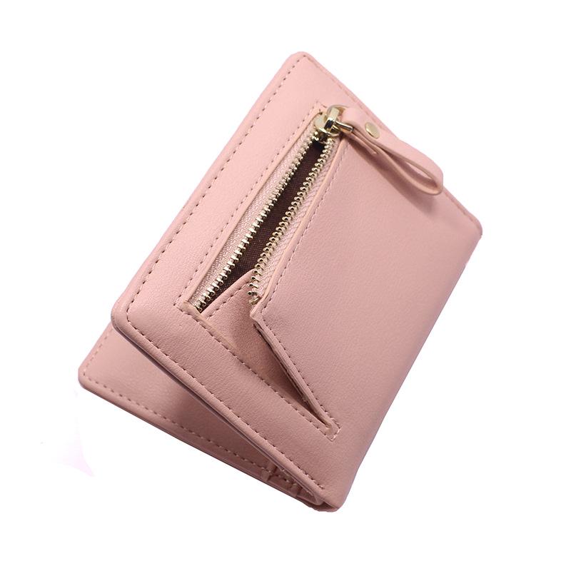 Women's Simple Letter Bifold Short Wallet Thin Solid Color Versatile Credit Card Holder Casual Fashionable Clutch