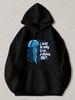 Black Pullover Hoodie with Cute Blue Jellyfish Graphic and I Just Really Like Jellyfish Ok Text Casual Long Sleeve Sweatshirt for