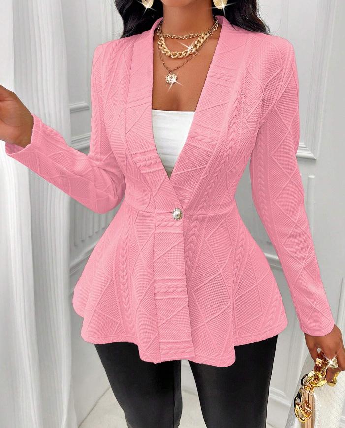

Jacquard 2025 Women s Textured Button Long Sleeve Light Luxury Overcoat XL