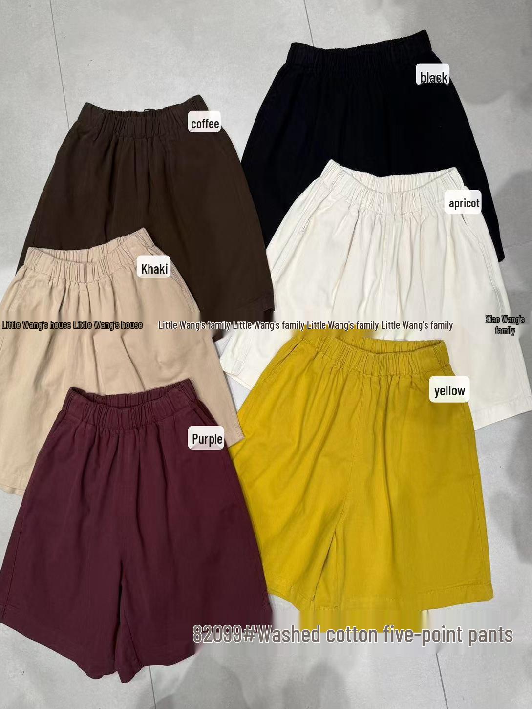 

Xiao Wang s Korean Style Plus Size High Waist Casual Wide-Leg Shorts One Size чорний