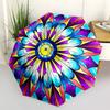1 unidade Guarda-chuva Colorido Mandala Vitral com Abertura e Fechamento Automáticos - Design Portátil de 3 Dobras com Estrutura de Ferro de 8 Varetas, Exterior para Fãs, Viajantes, Uso Diário, F