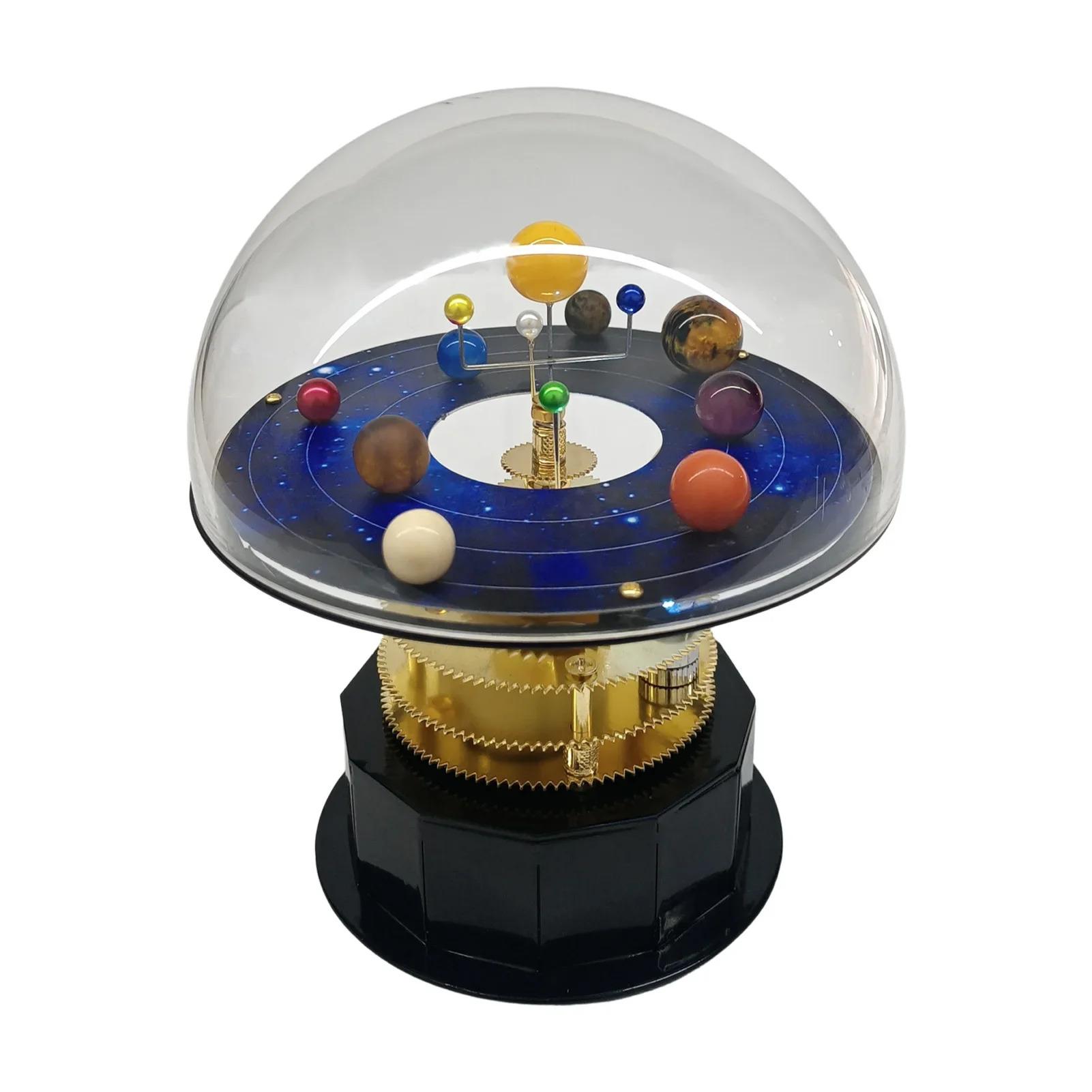 

Automatic Rotating Solar System Model with LED Light – Metal Planet Ornament, STEM Educational Desk Decoration золотой
