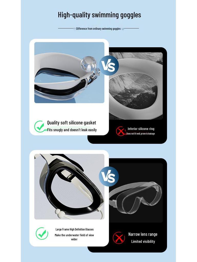 Unisex Silicone Waterproof HD Swim Goggles Set for Competitive Swimming