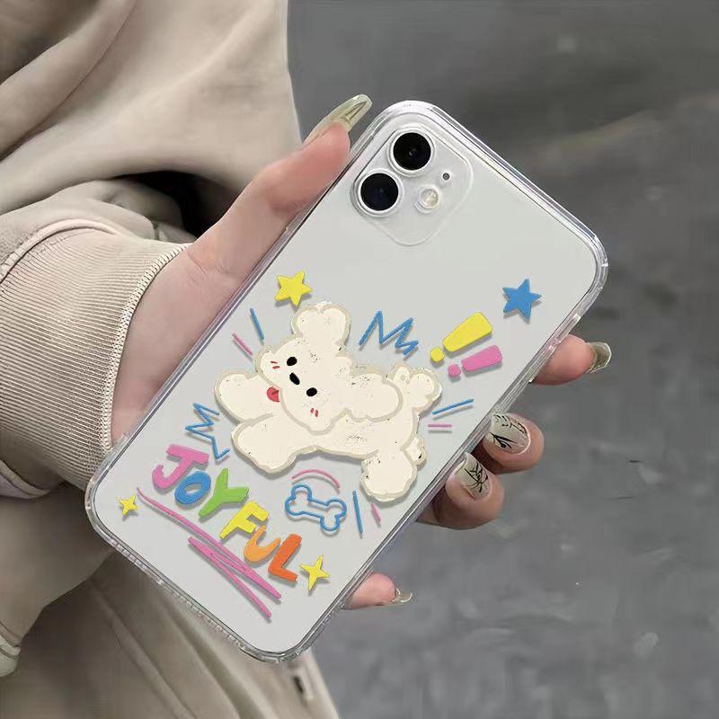 Applicable to Apple 11 soft case mobile phone case letter little white dog 11/11promax cartoon xs/xr transparent 1p