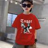 T-shirt Estiva Tupac 2pac Rapper Thug Stampa Moda Bambini Ragazzi Ragazze Abbigliamento Casual Manica Corta Top