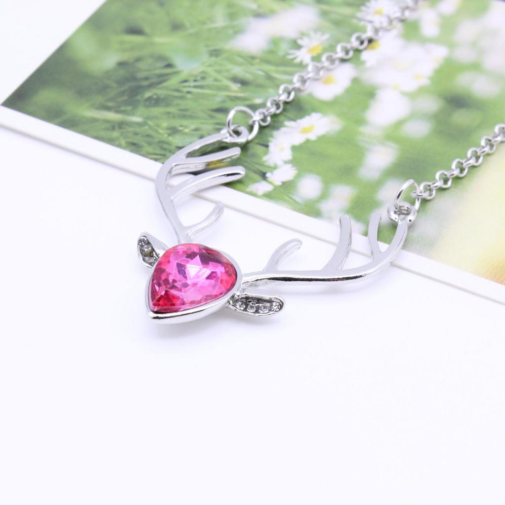 Korean Style Crystal Deer Head Necklace & Clavicle Sweater Chain for Women